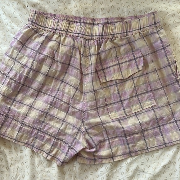 Ganni seersucker check purple plaid shorts - Picture 4 of 4